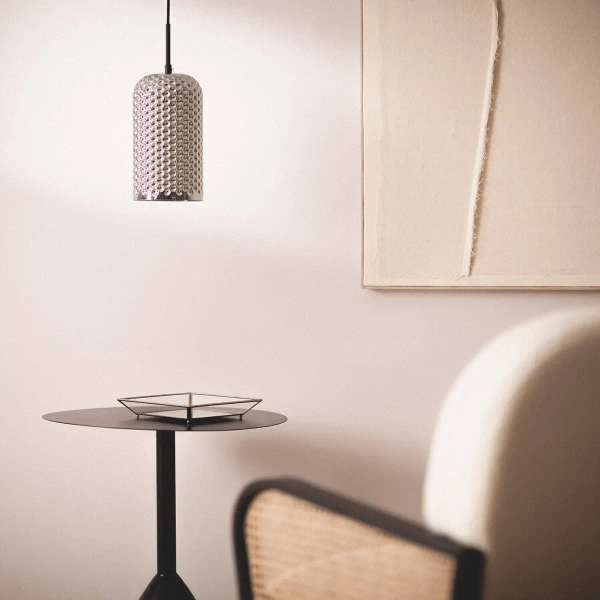 Szklana wisząca lampa Slendore ABR-LWS-C-SLN do sypialni szara