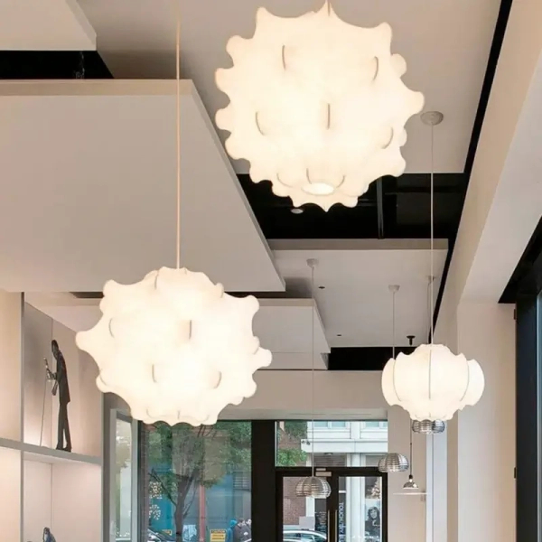 Lampa tkaninowa wisząca Lappello ABR-LW-APP do salonu biała