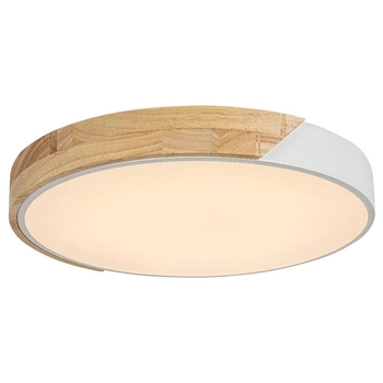 Ekologiczna LAMPA sufitowa MAPLE 3527 Rabalux okrągły plafon LED 24W 3000K do sypialni drewno