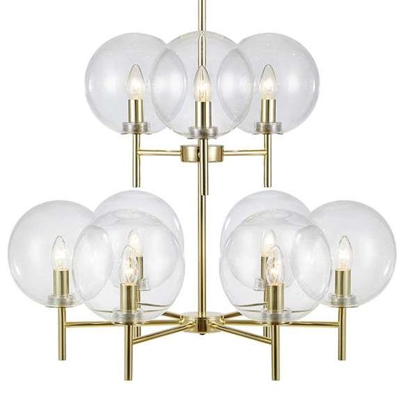 Żyrandol LAMPA wisząca CROWN 107920 Markslojd loftowa OPRAWA skandynawski ZWIS szklane kule balls sticks mosiądz przezroczyste