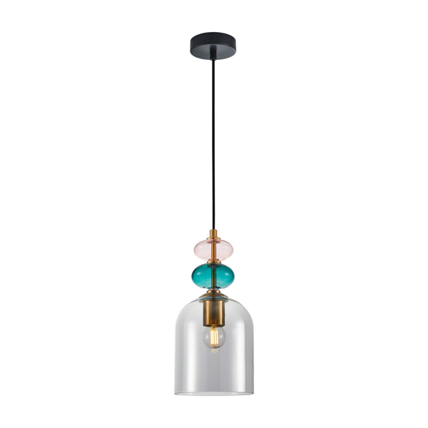 Skandynawska lampa zwis Busco PND-30263-1B-BRO-SG przydymiony złoty kolorowy