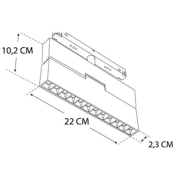 Lampa do szyn magnetycznych z diodami 484 Domeno LED 12W 4000K 3-fazowa czarna
