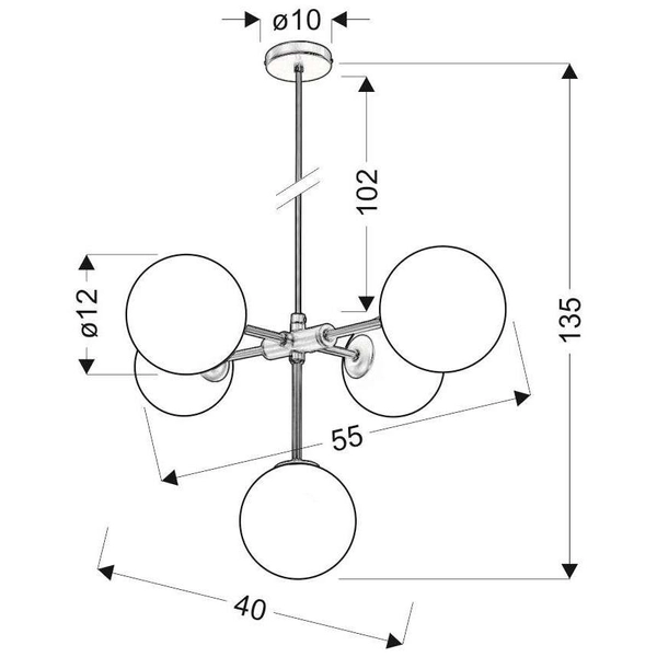 Wisząca lampa modernistyczna MATI 35-73778 metalowa zwis mosiężna biała