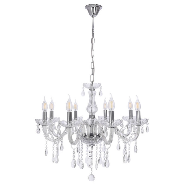 Lampa zawieszana Cristallo 38-30337 kryształowa chrom transparentna