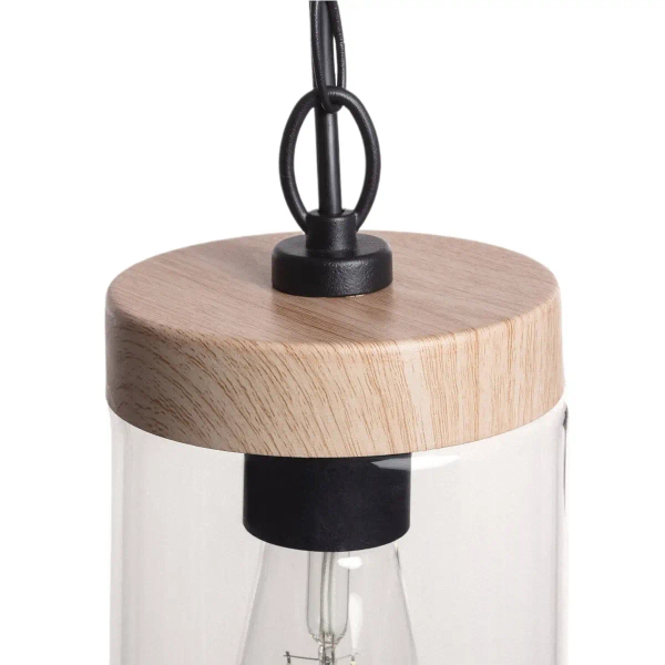 Wisząca lampa na taras Finto ABR-LWZIP44-D IP44 czarna drewniana