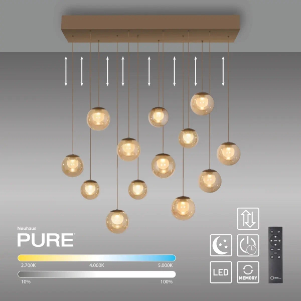 Wisząca lampa PURE POPUP brązowa 2590-97 13xLED 3W 2200-5000K sterowana góra-dół