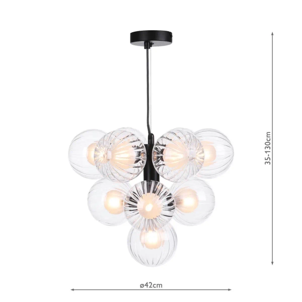 Kulista lampa wisząca do jadalni Vine VIN2322-20 szkło czarny