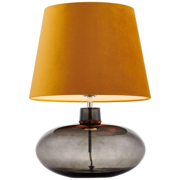 Klasyczna LAMPKA stołowa SAWA VELVET 41022105 Kaspa nocna LAMPA abażurowa stojąca do sypialni nocna grafitowa złota