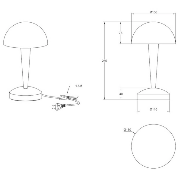 Stołowa lampka Canaria R59561107 RL Light grzybek półokrąg nikiel