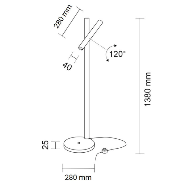 Metalowa lampa stojąca Yabu 7876  Shilo tuba regulowana czarna