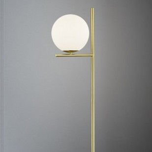 Modernistyczna LAMPA podłogowa NYXIS DL108402000 Trio metalowa OPRAWA stojąca szklana kula mosiądz biała