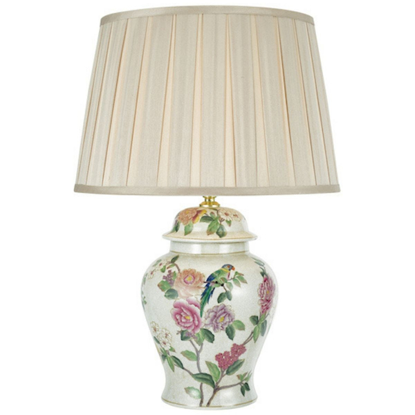 Lampa stołowa prowansalska Peony PEO4255+DEG1629 Dar Lighting kwiaty écru