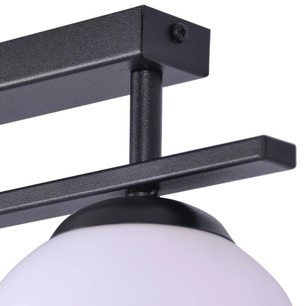 Kulista lampa przysufitowa GLOBE 1211 do salonu szklana czarny biały