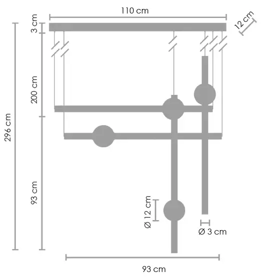 Wisząca lampa belki O-line ST-1691L-4 Step LED 148W 3000K balls mosiądz