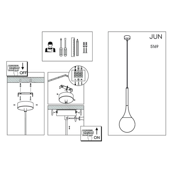 Wisząca lampa regulowana Jun 5169 kula zwieszana zwis pojedyncza czarny
