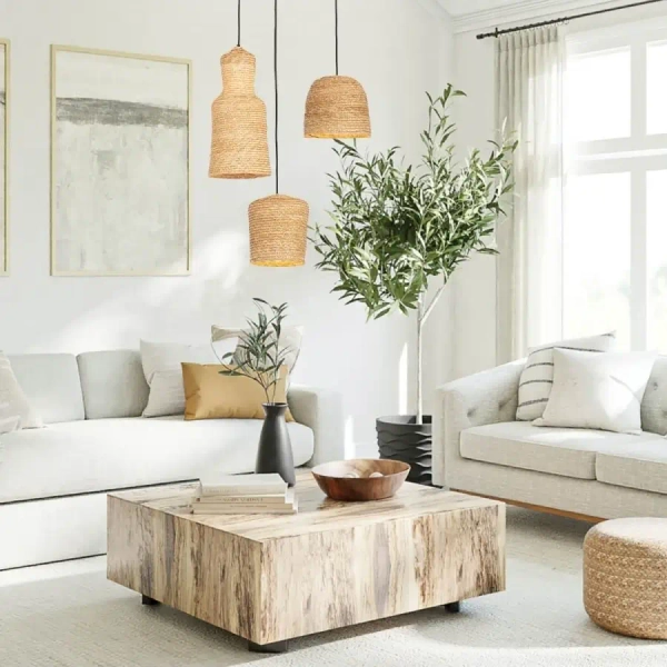 Lampa wisząca do salonu 22166 boho pleciona brązowa