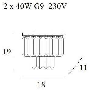 Kryształowy kinkiet MONACO W0288 Maxlight glamour do jadalni złoty