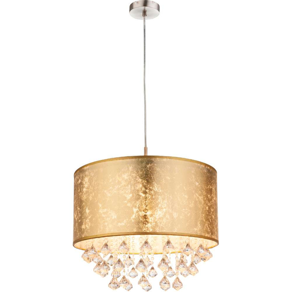 LAMPA wisząca AMY 15187H3 Globo okrągła OPRAWA abażurowa ZWIS z kryształkami glamour crystal złoty