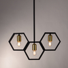 Lampa wisząca potrójna Honey 312549 Polux geometryczna czarna złota
