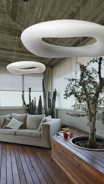 Wisząca lampa nowoczesna Donut LED 120W ściemnialna biała