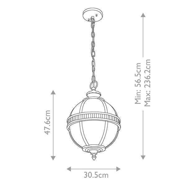 Wisząca lampa na taras Halleron KL-HALLERON-8M-BU Kichler kula IP44 brąz przezroczysty