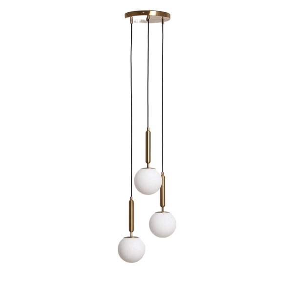 Kulista wisząca lampa Palazzo ABR-LWPAL-3XE27 szklana kule balls białe złote