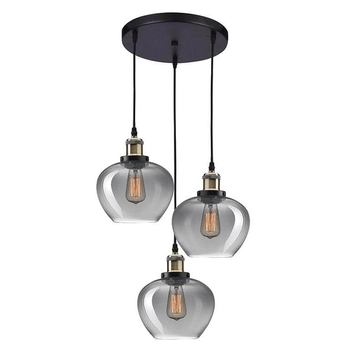 Szklana lampa wisząca Caldas LE41926 loftowa przydymiona czarna