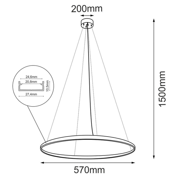 Wisząca lampa Agari 5325 Shilo LED 36W 4000K pierścień metalowa złota