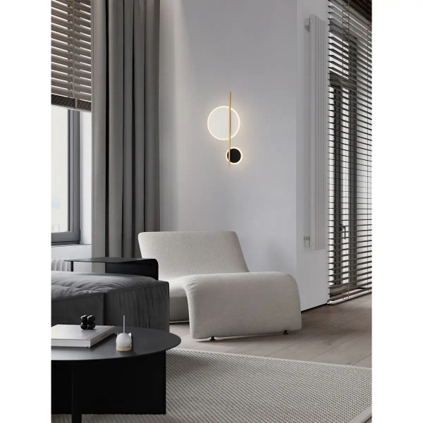 Okrągła lampa ścienna DILVERO LE45489 LED 12W 2700-4000K czarna złota