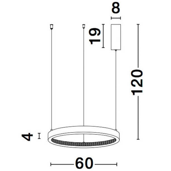 Wisząca LAMPA glamour MORON LE41723 Luces Exclusivas metalowa OPRAWA pierścień ZWIS LED 37W 3000K z krysztakami czarny