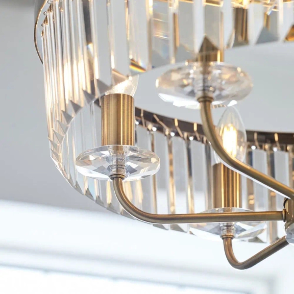 Wisząca lampa glamour L&-1102505 kryształowa mosiądz przezroczysta