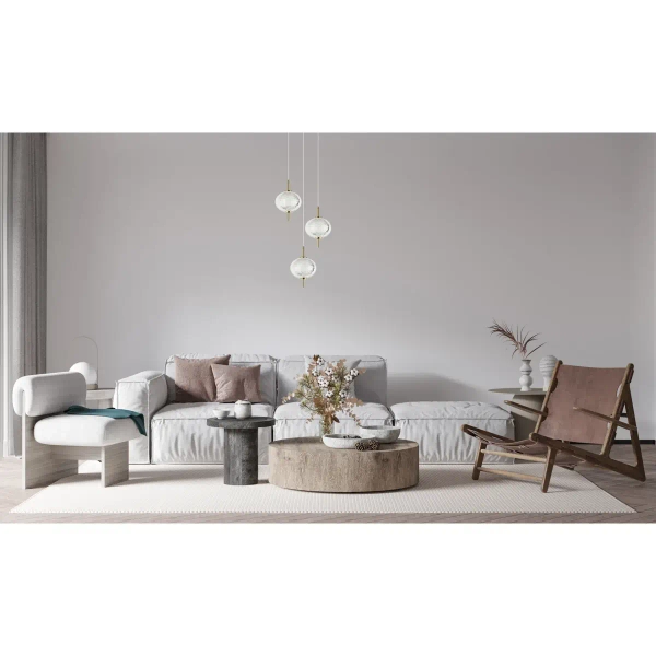 Potrójny żyrandol Corado PND-81418-3-BK-GD LED 12W 3000K kulisty złoty