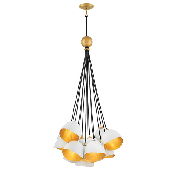 Wisząca lampa wielopunktowa QN-NULA-15P Quintiesse klosze kopuły biała złota