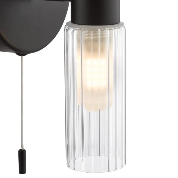 Podwójny łazienkowy kinkiet Bolton BOL0922 z włącznikiem IP44 czarny