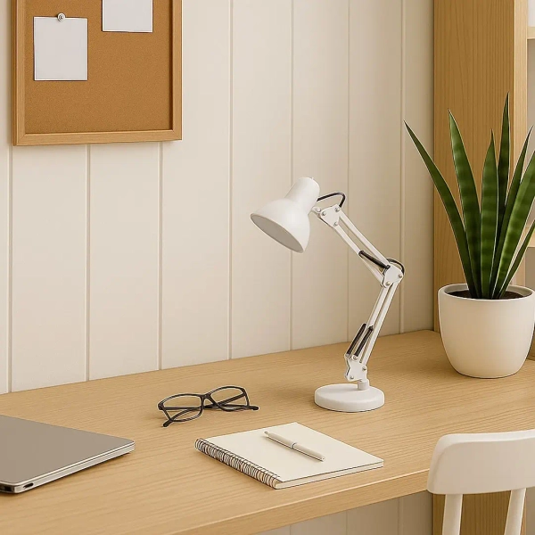 Klasyczna lampa biurkowa NEXA WHITE ML1637 regulowana biała