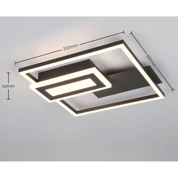 Ledowy plafon Spiro R67862132 RL Light LED 22W 3000K prostokątny czarny