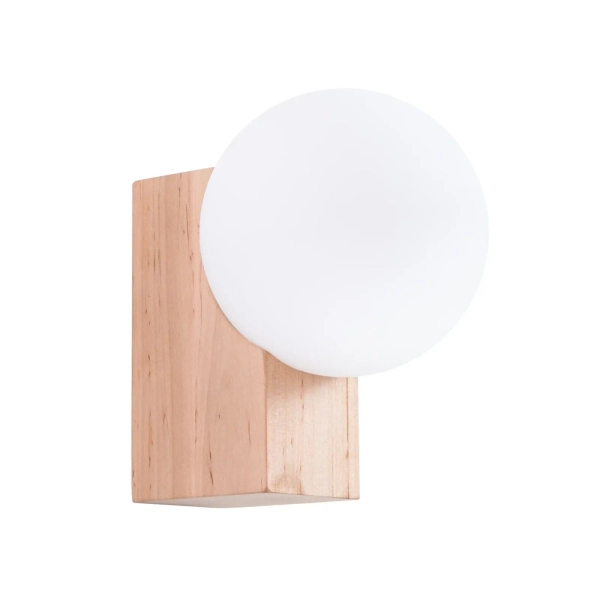 Lampa ścienna BULBO SL.1682 drewniana biała kula G9