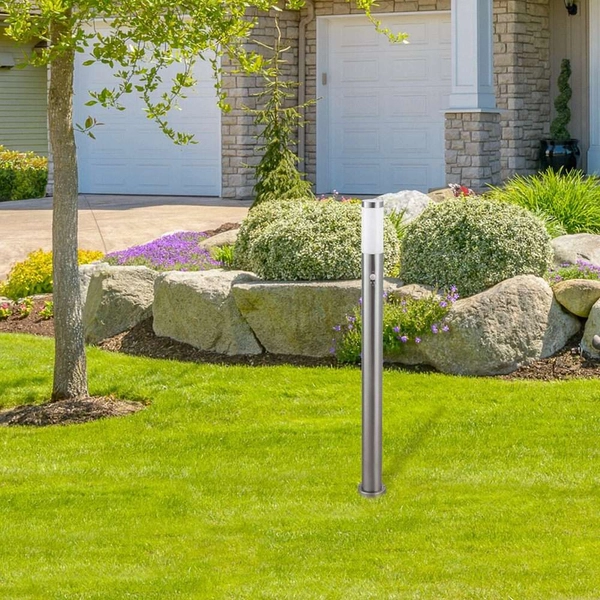 Stojąca LAMPA ogrodowa INOX TORCH 8268 Rabalux zewnętrzna OPRAWA metalowa z czujnikiem ruchu IP44 chrom satynowy biała