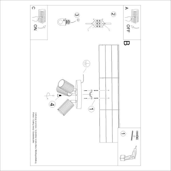 Lampa sufitowa regulowana KARBON SL.1620 potrójna oliwkowa