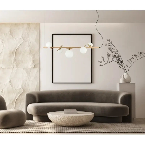 Stylowa lampa wisząca Reverso PND-5622-5-BRO-W mosiądz