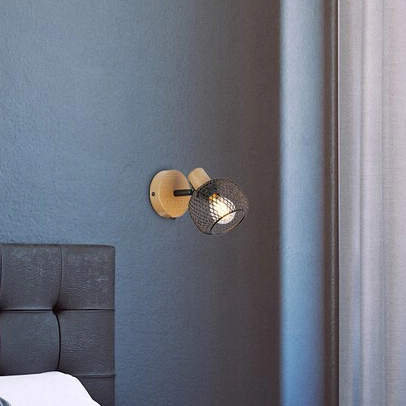 Loftowy kinkiet do sypialni Grendel 3127 ażurowa lampa ścienna czarna