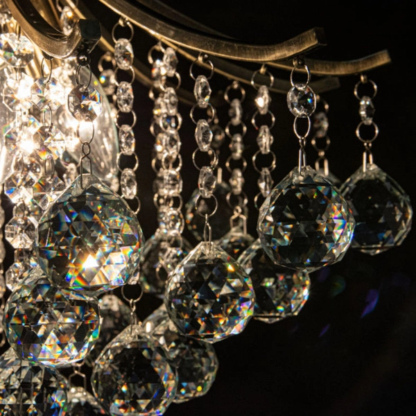 Glamour LAMPA sufitowa Wenecja 5191/4 21QG Elem metalowa OPRAWA z kryształkami mosiądz