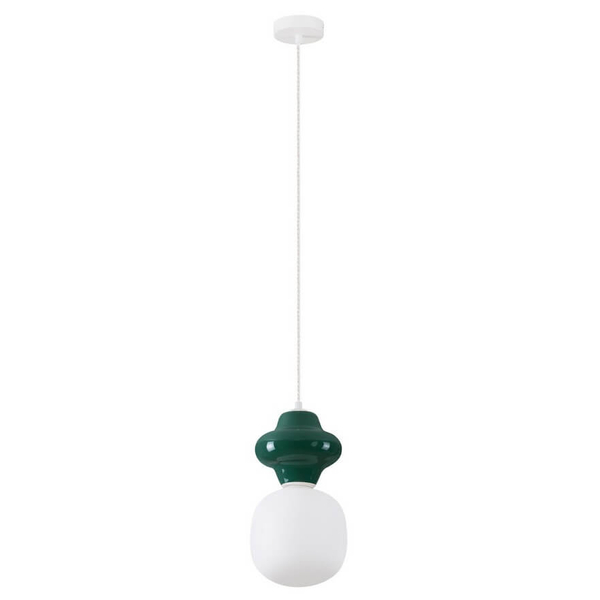 Zwisowa lampa do salonu VILROSA LE44554 z ceramiki biała ciemnozielona