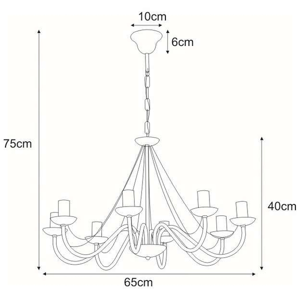 Żyrandol LAMPA wisząca Bartez K-3992 Kaja metalowa OPRAWA pałacowy ZWIS świecznikowy czarny