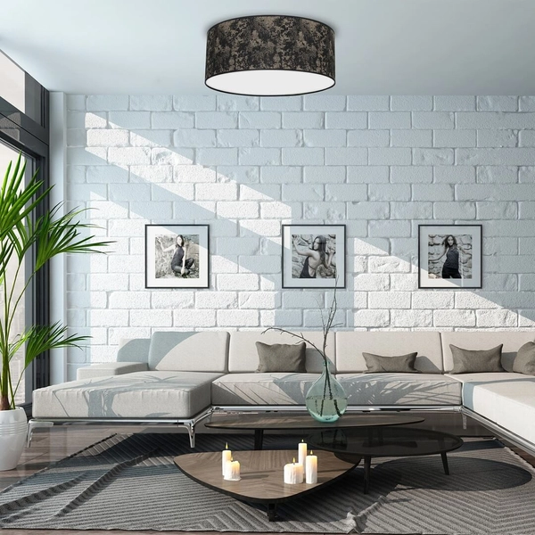 Nasufitowa lampa nowoczesna Satino z abażurem czarna złota