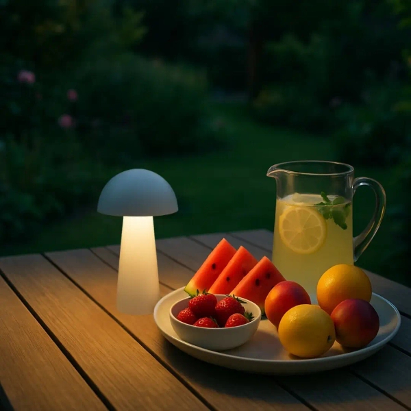 Zewnętrzna lampa stołowa grzyb Mireo 76037 LED 1,5W 3000K IP44 biały