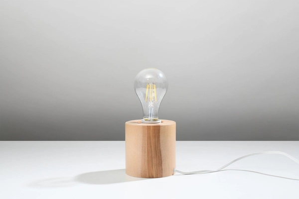 Stojąca LAMPA ekologiczna SL.0674 stołowa LAMPKA okrągła tuba biurkowa drewniana