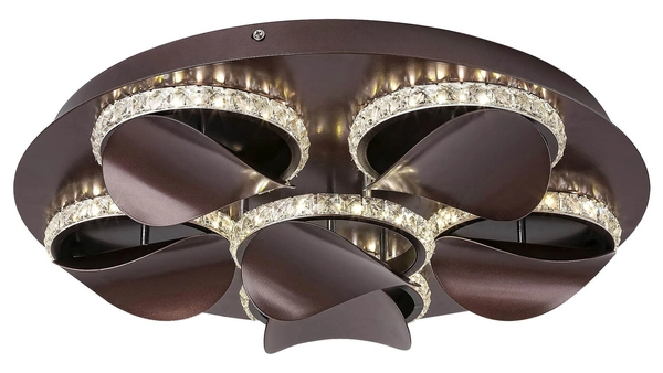 Glamour LAMPA plafon CAPRIANA 5051 Rabalux sufitowa OPRAWA metalowa LED 36W 4000K plafoniera pierścienie z kryształkami brązowe