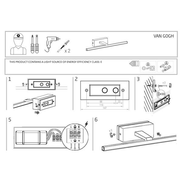 Podłużny kinkiet nad obraz Van Gogh 10288 Nowodvorski LED 13W 3000K chromowany