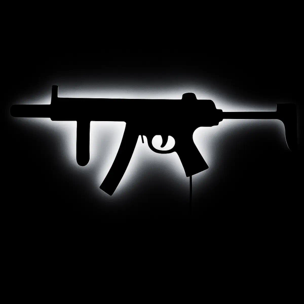 Młodzieżowy kinkiet ścienny KLMP5 LED RGB karabin USB czarny